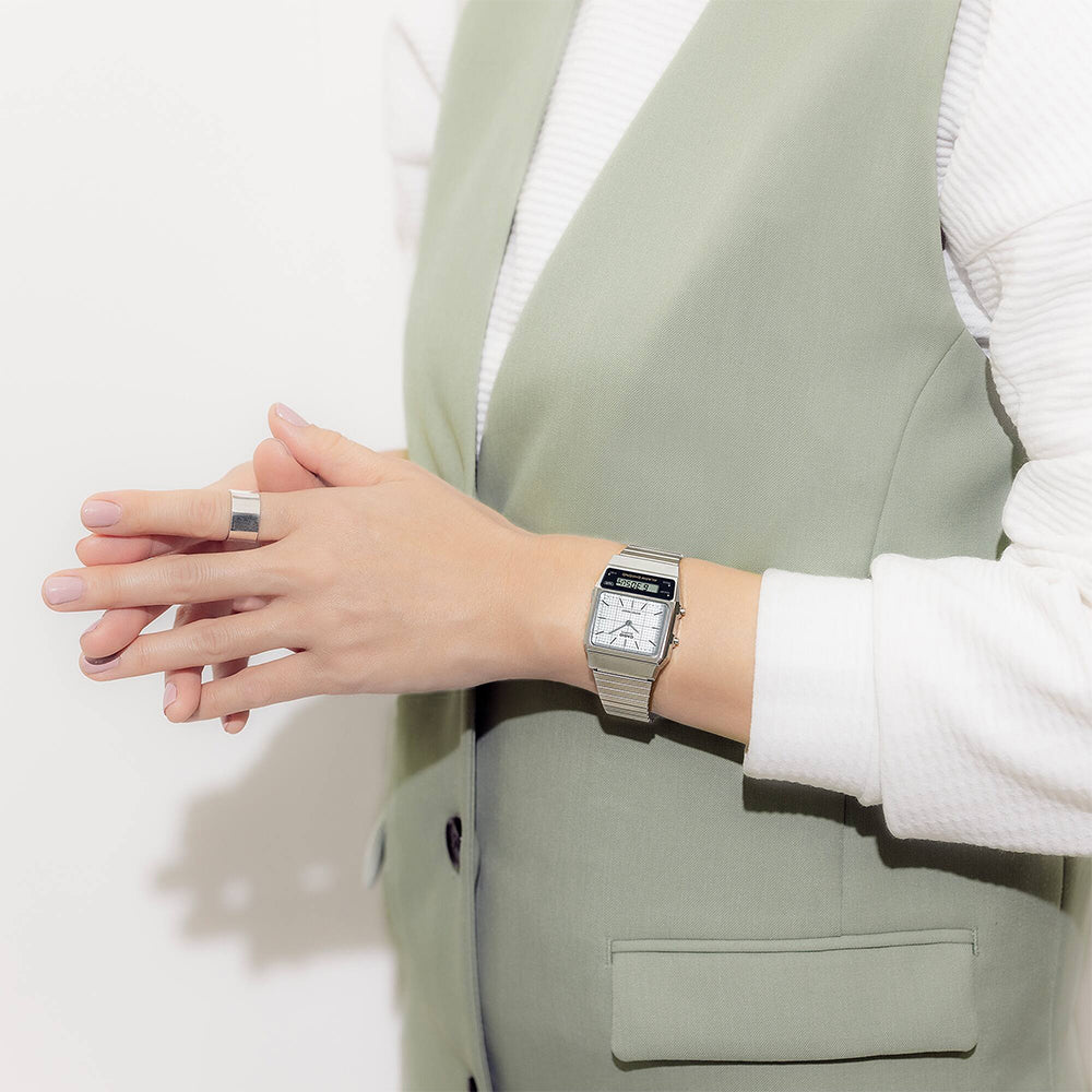 Casio: Vintage Silver Analog Digital Watch- AQ-800E-7A