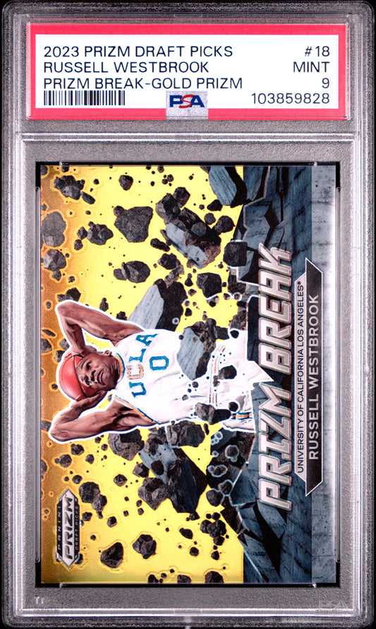 2023-24 Panini Prizm Draft Picks - #18 Russell Westbrook Limited to /10 Gold Break - PSA Graded Card