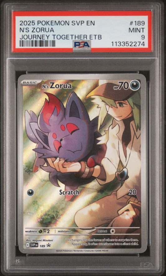 2025 Pokemon SVP En — SV Black Star Promo — 189 N's Zorua Journey Together — Elite Trainer Box — PSA Graded Card