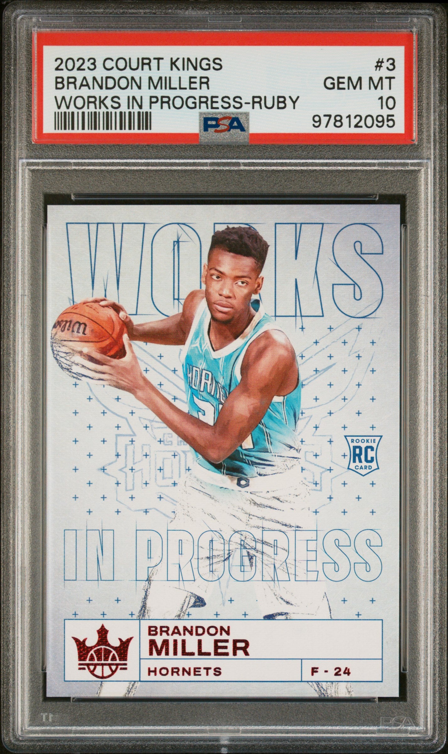 2023-24 Court Kings - Brandon Miller Works In Progress Rookie Ruby - Limited to /149 - PSA Graded Card