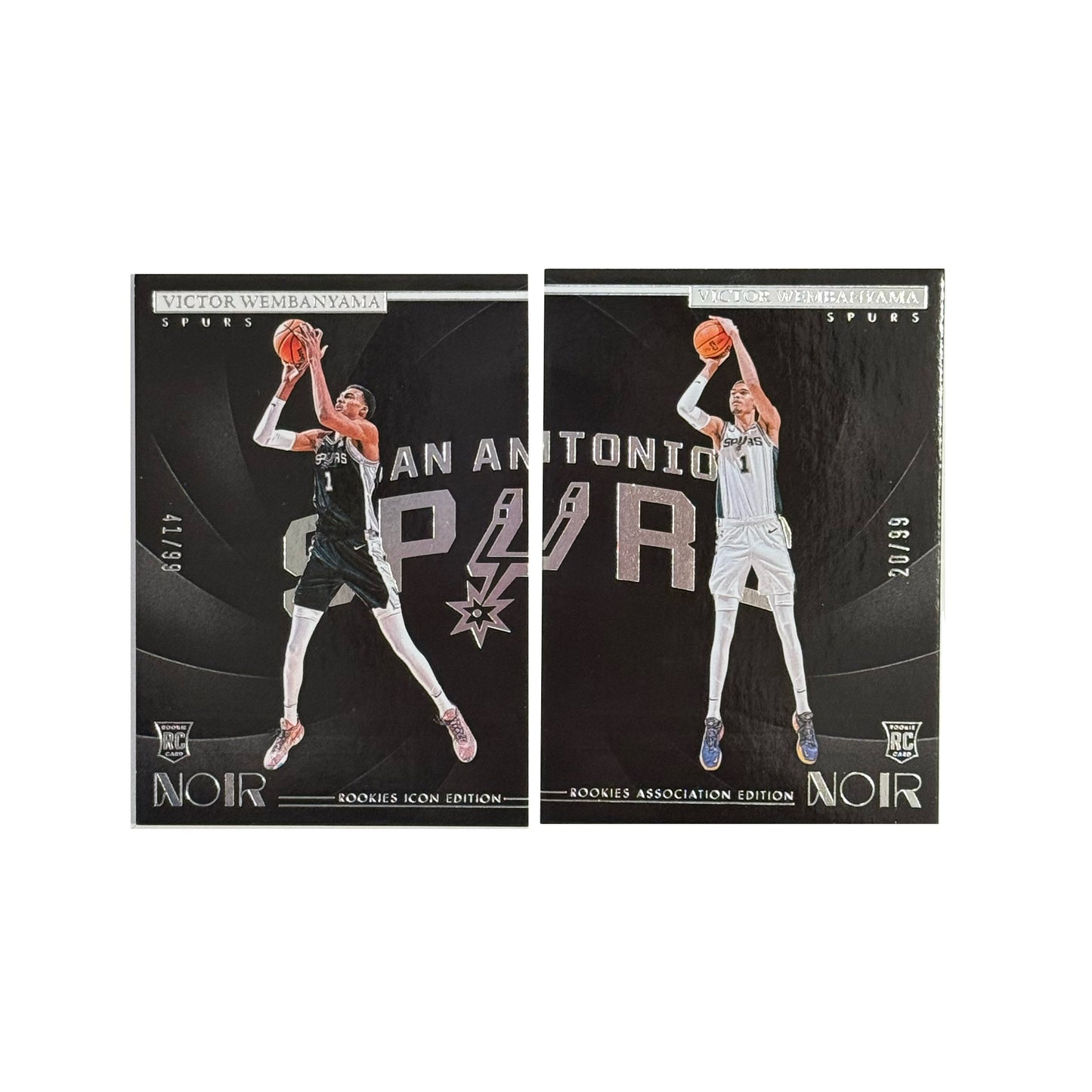 2023-24 Panini Noir - Victor Wembanyama - Rookie Logo Set - #149 Association + #179 Icon Edition - Limited to /99 - Ungraded Card