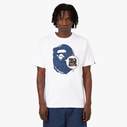 BAPE 30th Anniversary Ape Head T-shirt White / Navy