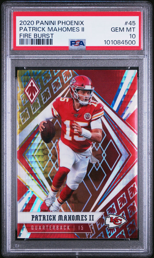 2020 PANINI - PHOENIX  - #45 - PATRICK MAHOMES II - FIRE BURST - PSA Graded Card