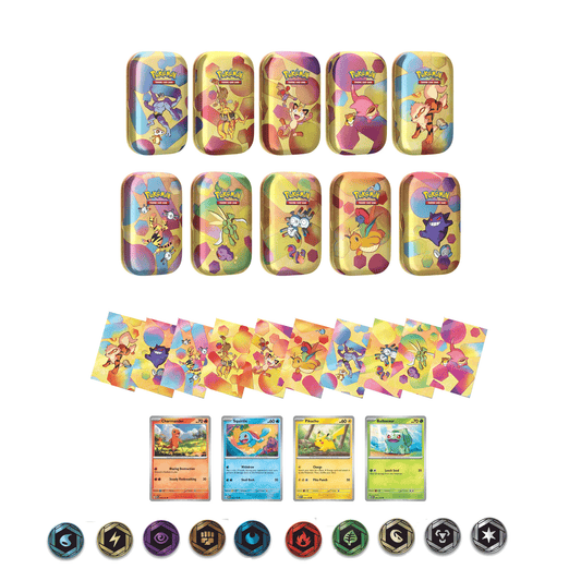 2024 Pokemon MEW-EN - 151 Mini Tins (No Packs) - Complete Set of 8 With Costco Promo Cards + Art Cards + Coins