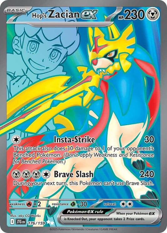 2025 Pokemon JTG-EN: − Hop's Zacian Ex #176 − Journey Together Ultra Rare − Raw Ungraded Card