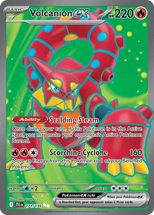 2025 Pokemon JTG-EN: − Volcanion Ex #171 − Journey Together Ultra Rare − Raw Ungraded Card