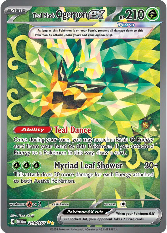 2024 Pokemon TWM-EN: − Teal Mask Ogerpon ex #211 − Twilight Masquerade Special Illustration Rare − Raw Ungraded Card
