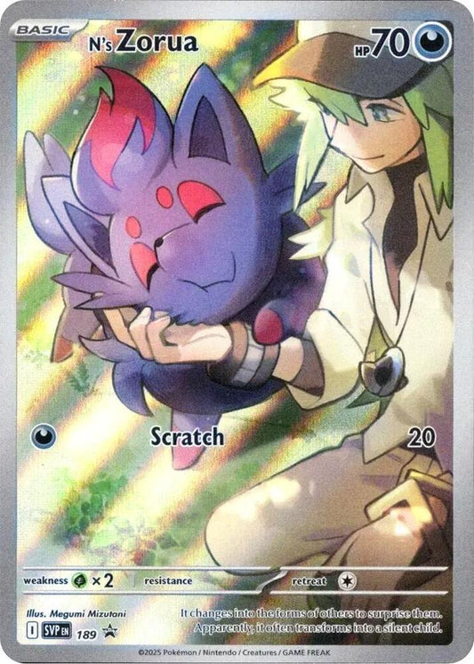 2025 Pokemon SVP EN: − N's Zorua #189 − Journey Together ETB Black Star Promo − Raw Ungraded Card