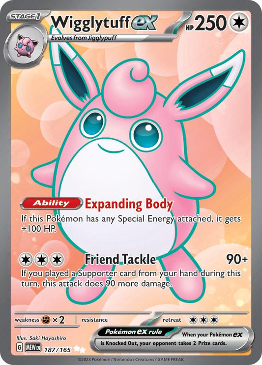 2023 Pokemon MEW-EN − Wigglytuff ex #187 − 151 Ultra Rare − Raw Ungraded Card