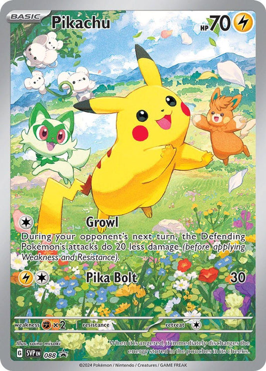 2024 Pokemon SVP EN: − Pikachu (Paldea Adventure Chest) #088 − Black Star Promo  − Raw Ungraded Card