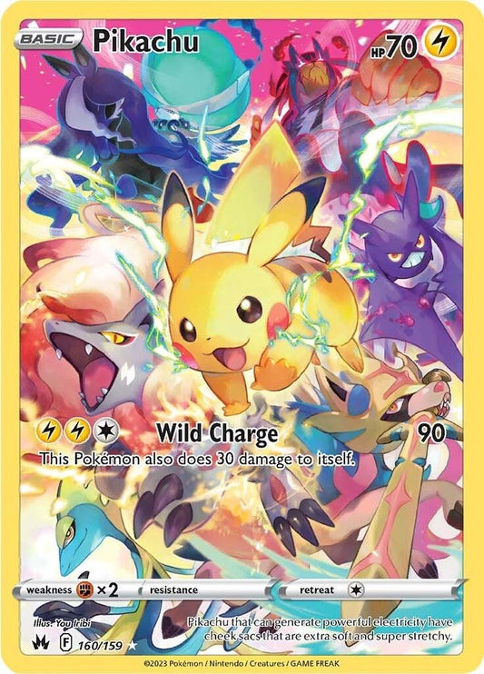 2023 Pokemon Sword & Shield − Pikachu #160 − Crown Zenith - Full Art − Raw Ungraded Card