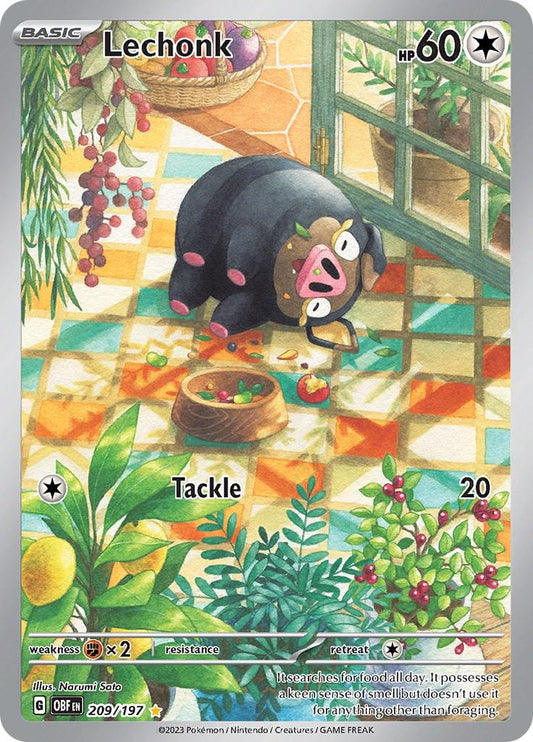 2023 Pokemon OBF-EN: − Lechonk #209 - Obsidian Flames Illustration Rare − Raw Ungraded Card