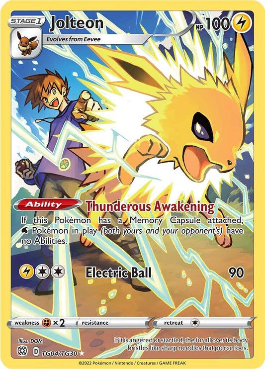2022 Pokemon Sword & Shield − Jolteon #TG04 − Brilliant Stars - Trainer Gallery Full Art − Raw Ungraded Card