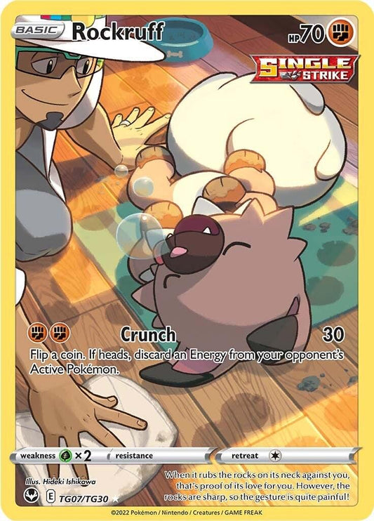 2022 Pokemon Sword & Shield − Rockruff #TG07 − Lost Origin - Trainer Gallery Full Art − Raw Ungraded Card