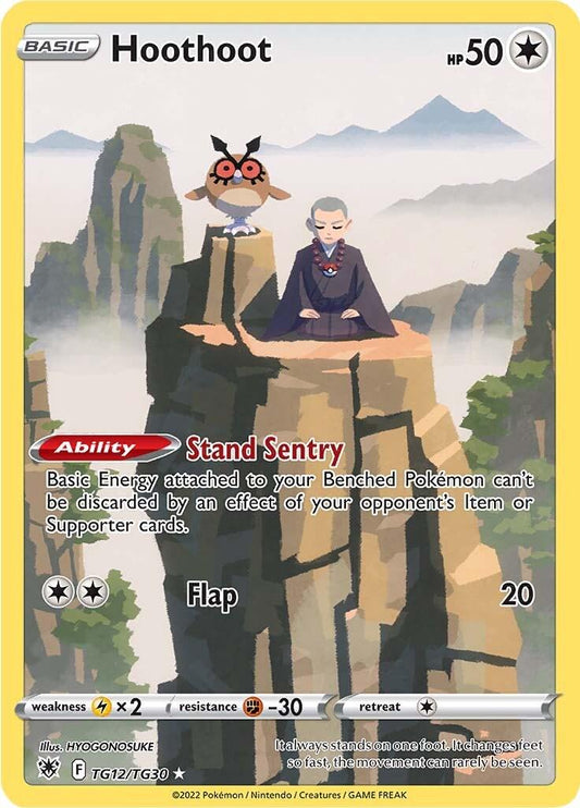 2022 Pokemon Sword & Shield − Hoothoot #TG12 - Astral Radiance Full Art − Raw Ungraded Card