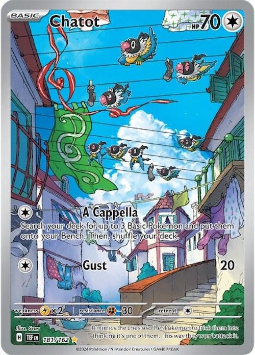 2024 Pokemon TEF-EN: − Chatot #181 − Temporal Forces Illustration Rare − Raw Ungraded Card