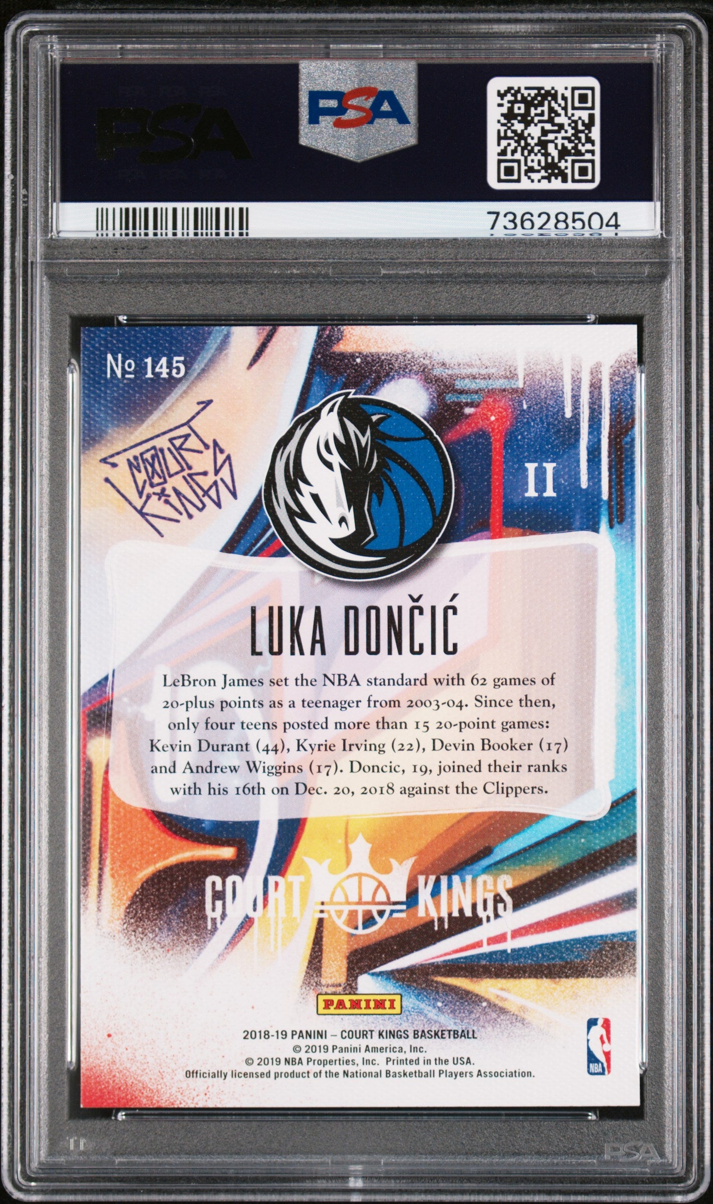 2018 Court Kings - Luka Doncic - Level 2 II Rookie Card - #145 - PSA Graded Card