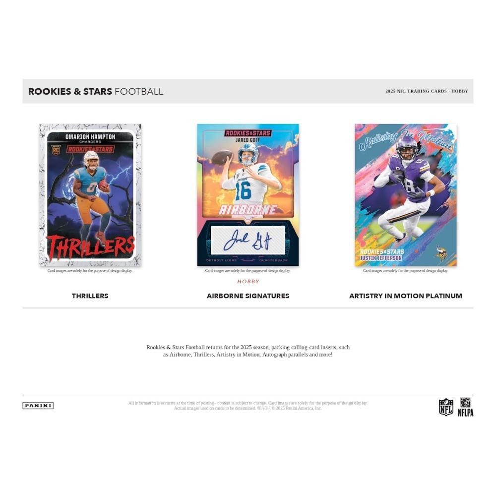 2025 Panini Rookies and Stars Football Hobby Box (2 Autographs + 2 Memorabilia Cards Per Box)