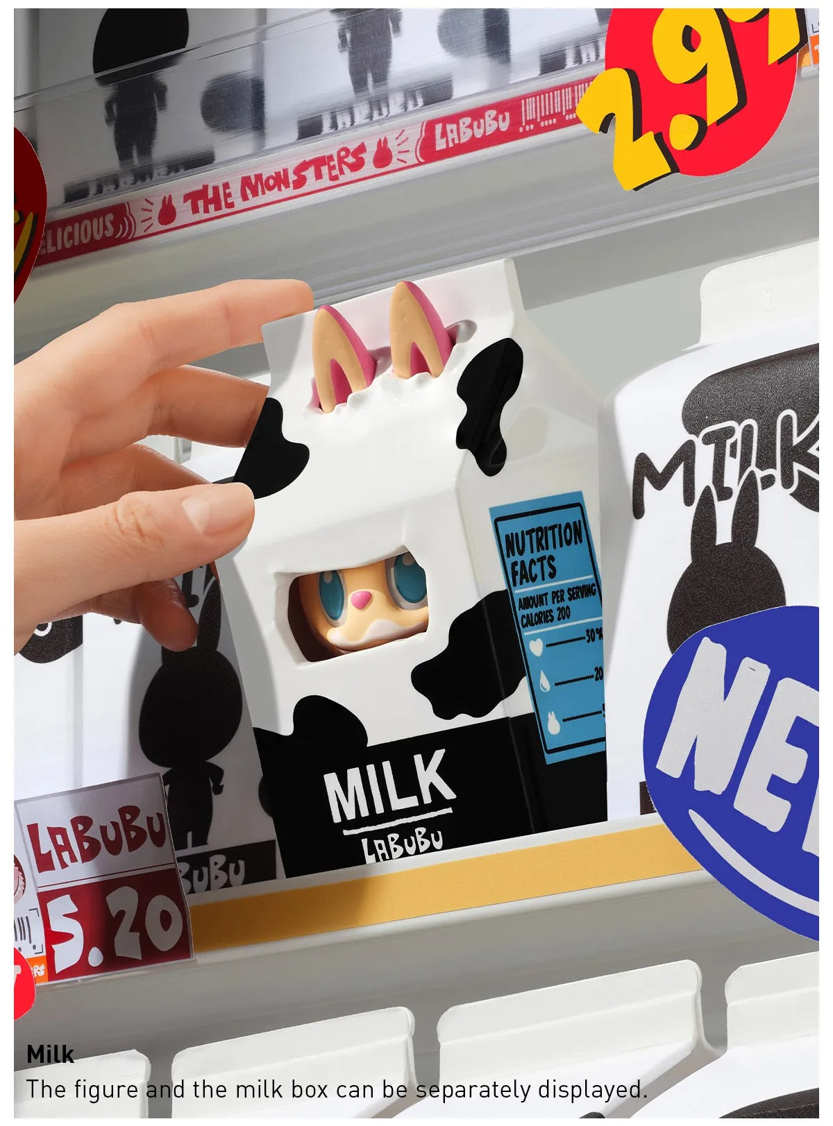 Pop Mart - MILK Figure with Milk Box- THE MONSTERS Labubu Wacky Mart Series -