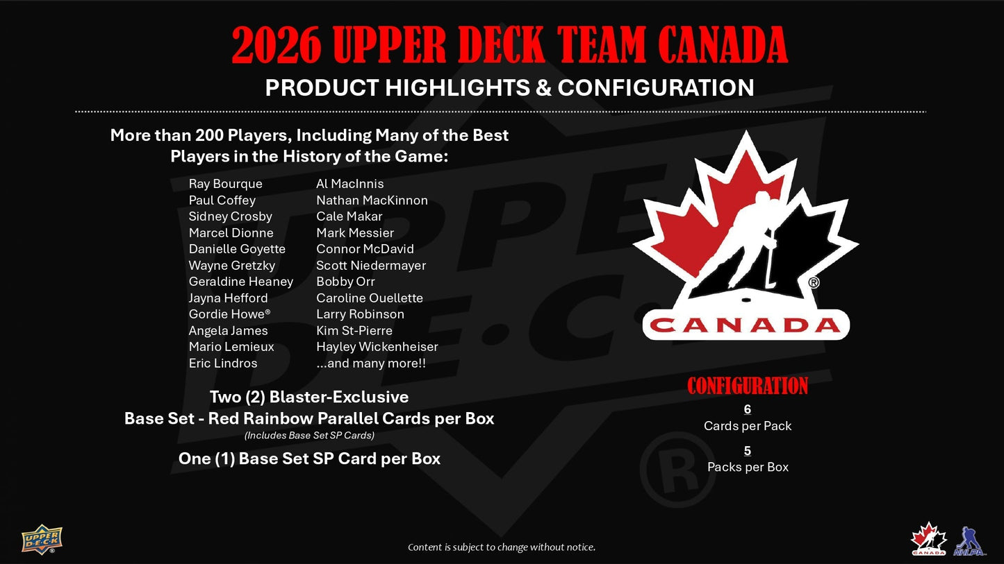 2026 Upper Deck Team Canada Hockey Blaster Box