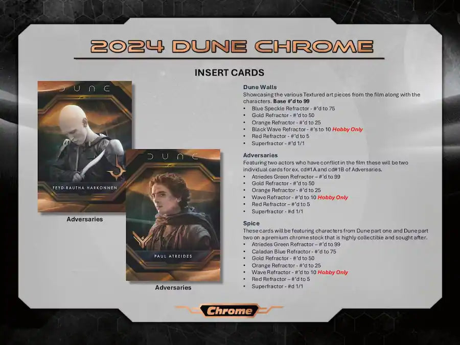 2024 Topps Dune Chrome Hobby Box - (10 Packs per Box, 5 Cards Per Pack)
