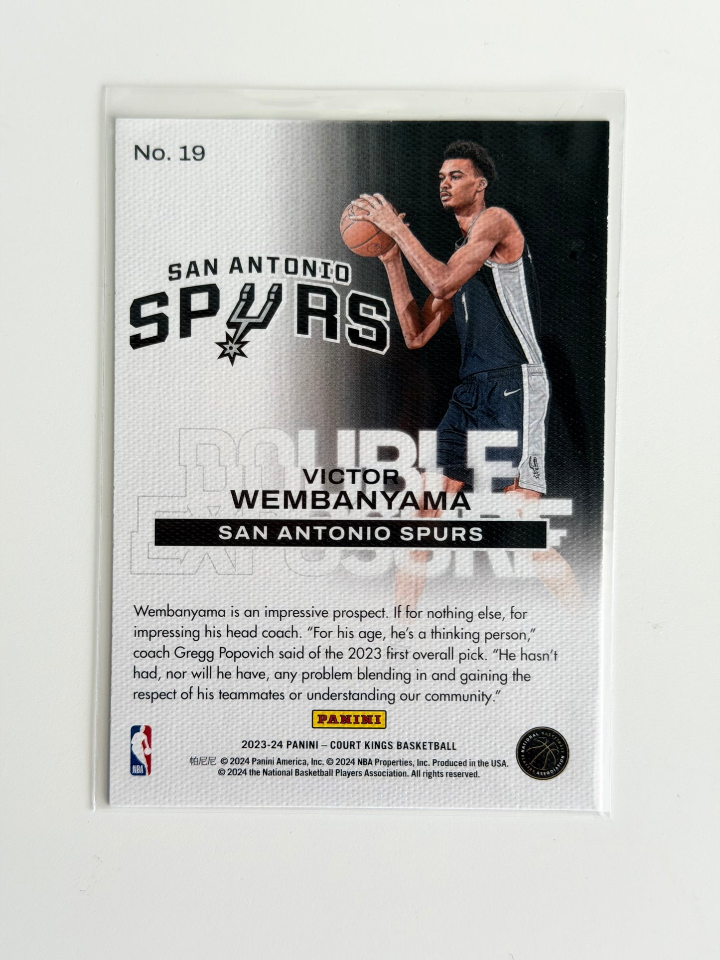 2023-24 Panini - Victor Wembanyama - Court Kings #19 - Double Exposure Rookie - Raw Ungraded Card