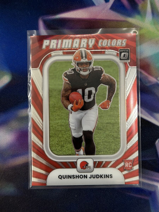 Quinshon Judkins Rated Rookie Primary Colors Front - 2025 Donruss Optic