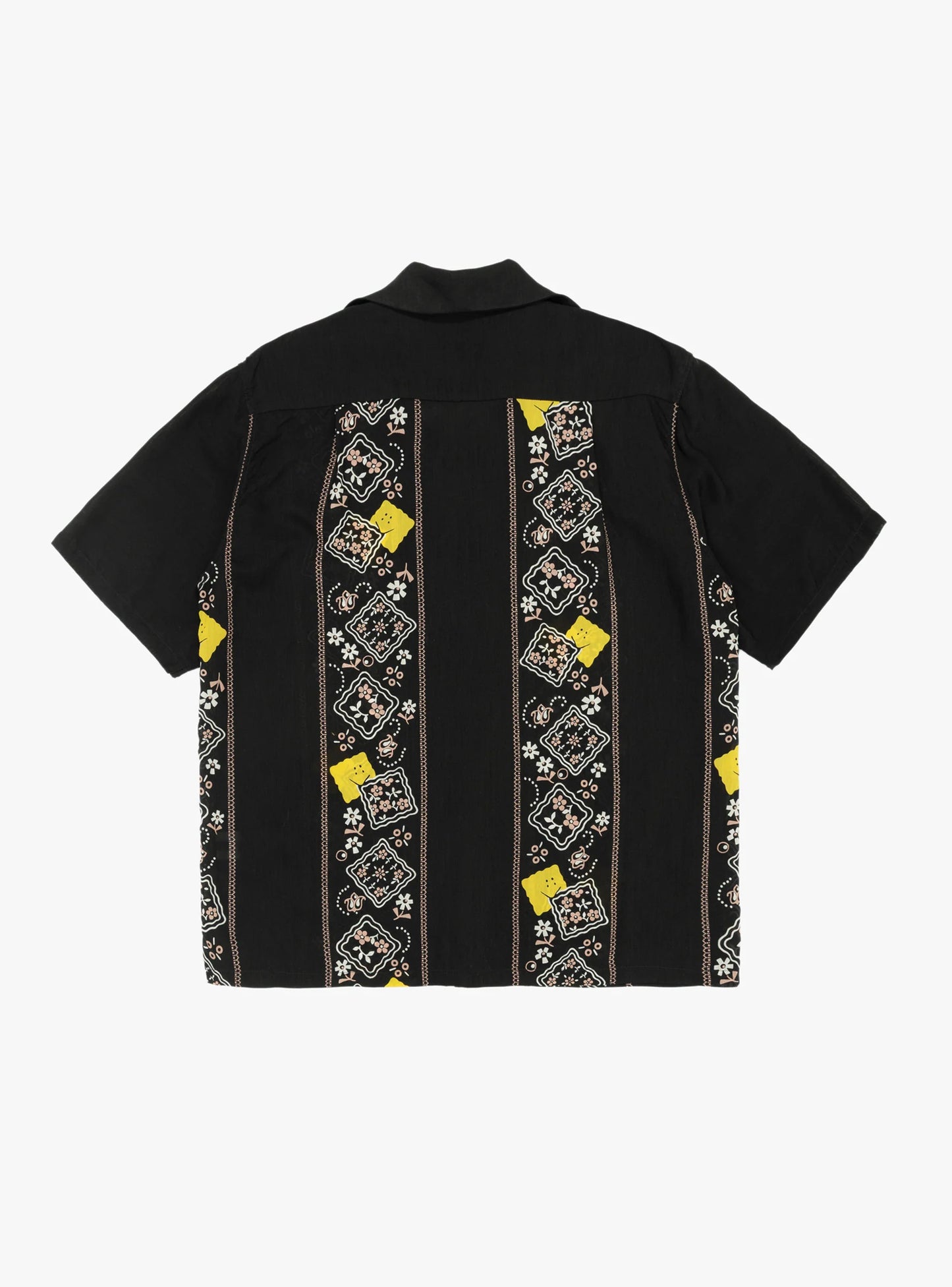 Kapital: Silk Rayon Peckish Rainbowy Wrangle Collar Cuba Shirt - Black - K2404SS174