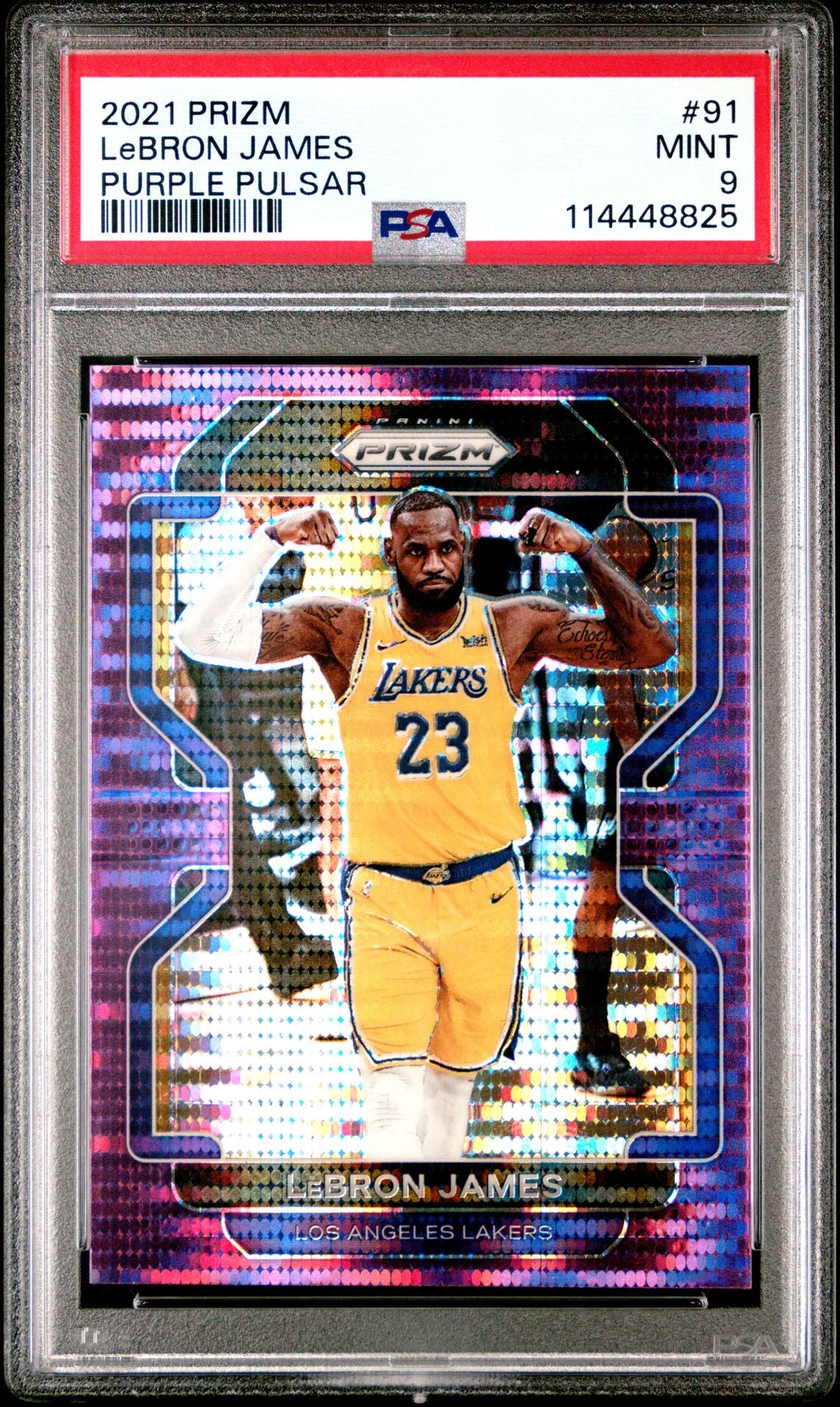 2021 Panini Prizm - LEBRON JAMES - Purple Pulsar [Limited to /35] #91 - PSA Graded Card