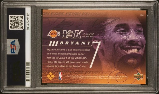 2000-01 Upper Deck - Y3K - Kobe Bryant - 186 - PSA Graded Card