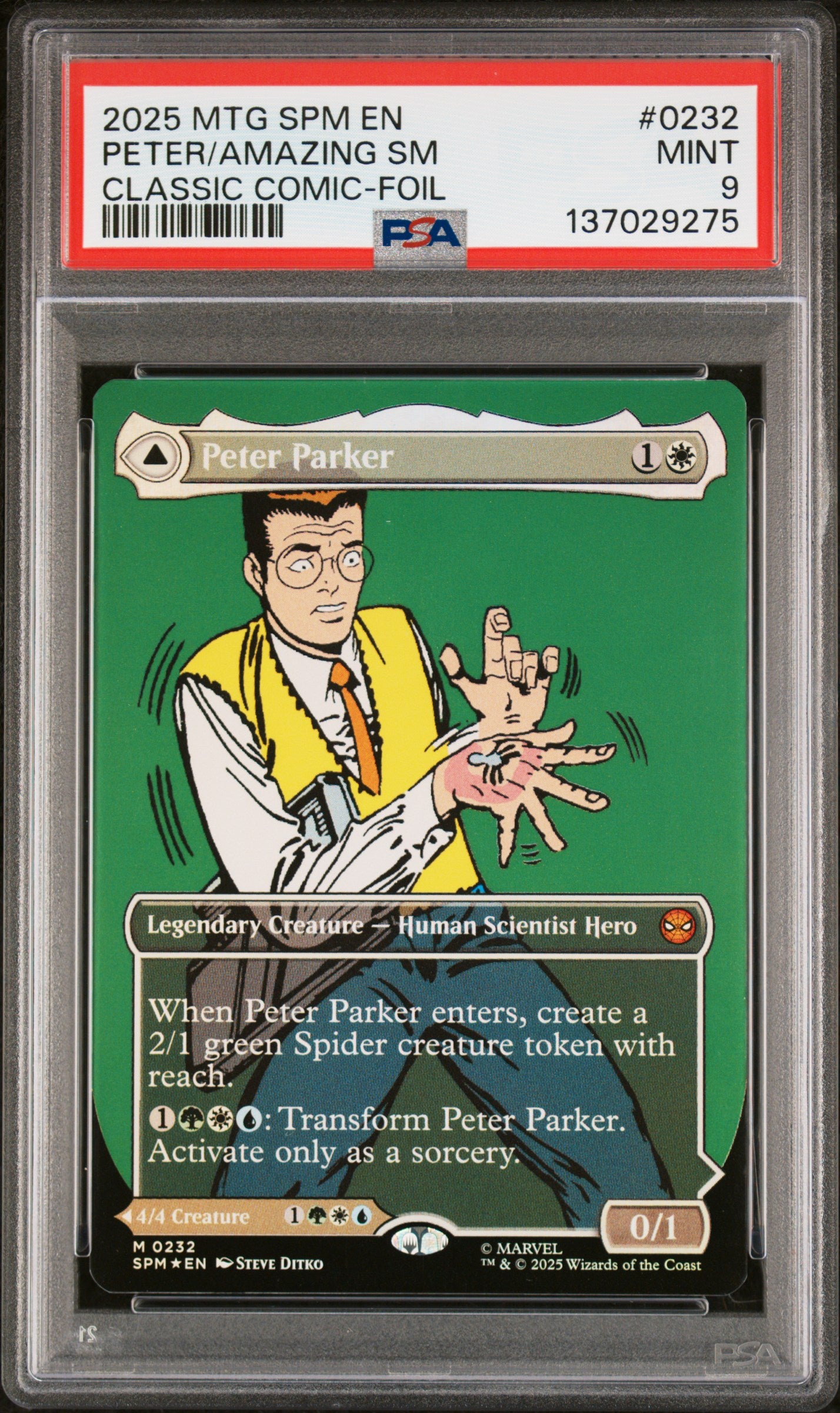 Magic The Gathering Marvel's Spider-Man Peter/Amazing SPM Double Sided #0232 PSA 9