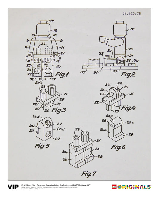 LEGO Poster - Australian Patent LEGO Minifigure 1977 - First Edition Print 10x12 Print - #5006003