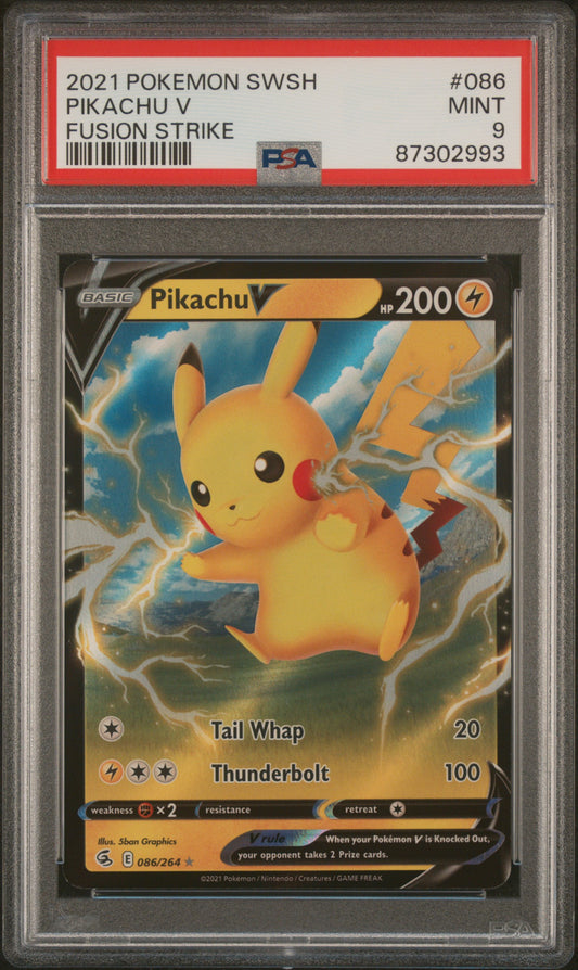 2021 Pokemon Sword & Shield Fusion Strike - #086 Pikachu V - Fusion Strike - PSA Graded Card