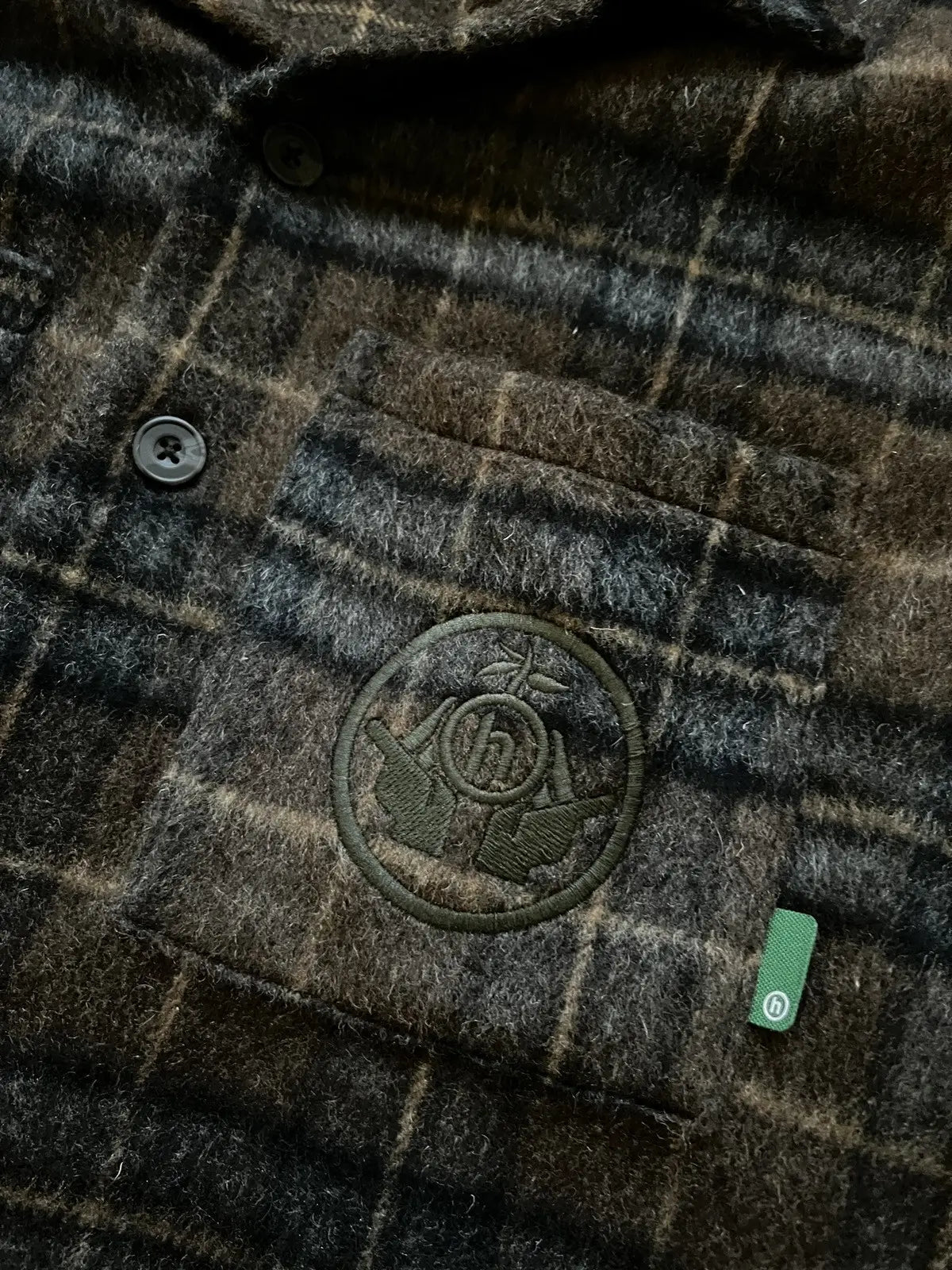 Hidden NY Brushed Wool Plaid Overshirt - Brown