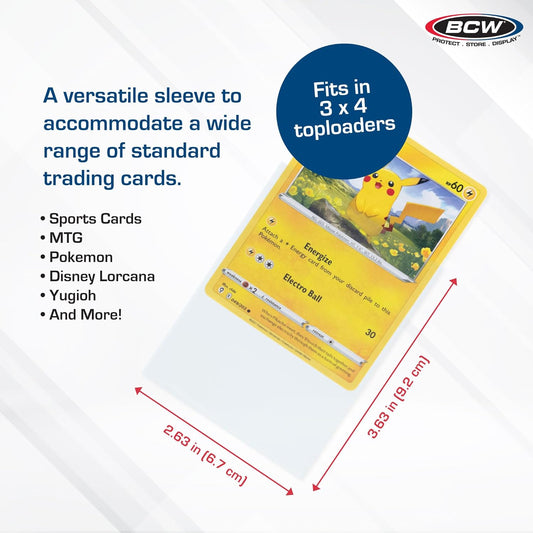 BCW Standard Card Sleeves - 1000 Penny Sleeves 2" 5/8 x 3" 5/8 |- 10 Packs of 100 Each