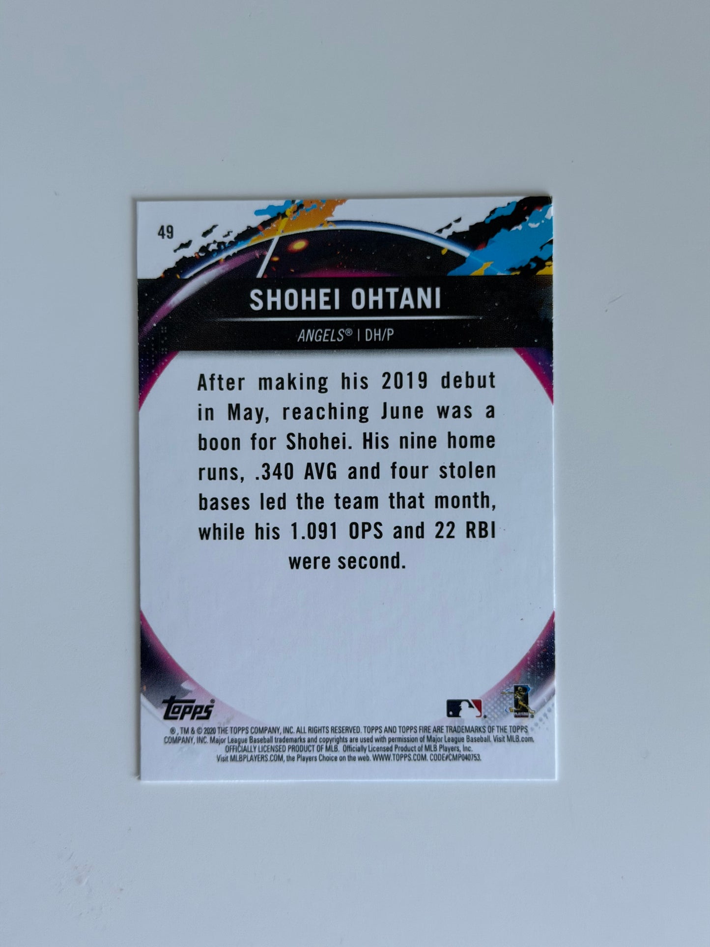 2020 Topps Topps Fire - Shohei Ohtani - #49 - Raw Ungraded Card
