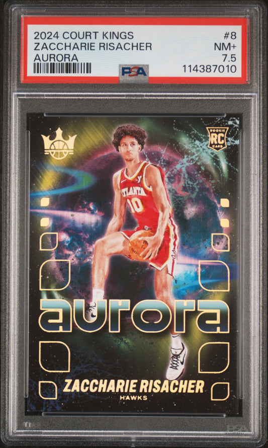 2024 Panini Court Kings Aurora #8 - Zaccharie Risacher PSA 7.5 Front - Cert #114387010