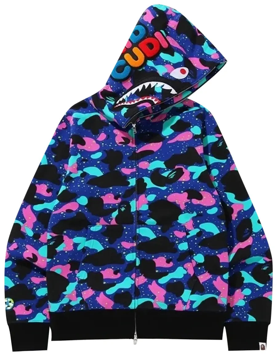 BAPE x Kid Cudi Shark Full Zip Hoodie Navy