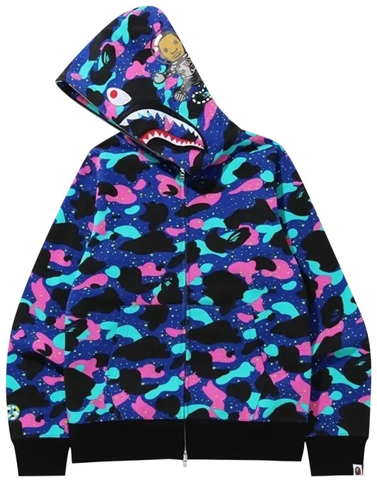 BAPE x Kid Cudi Shark Full Zip Hoodie Navy