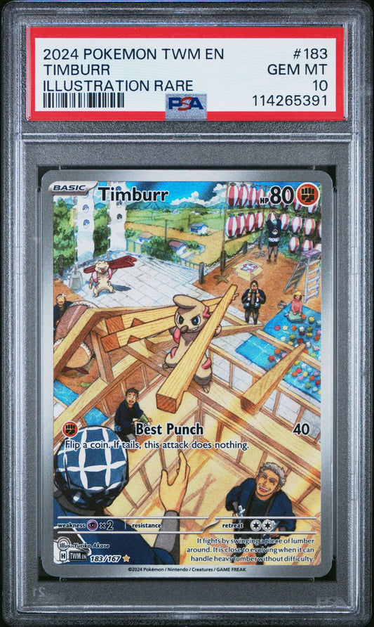 2024 Pokemon Twm En-Twilight Masquerade 183 Timburr Illustration Rare - PSA Graded Card