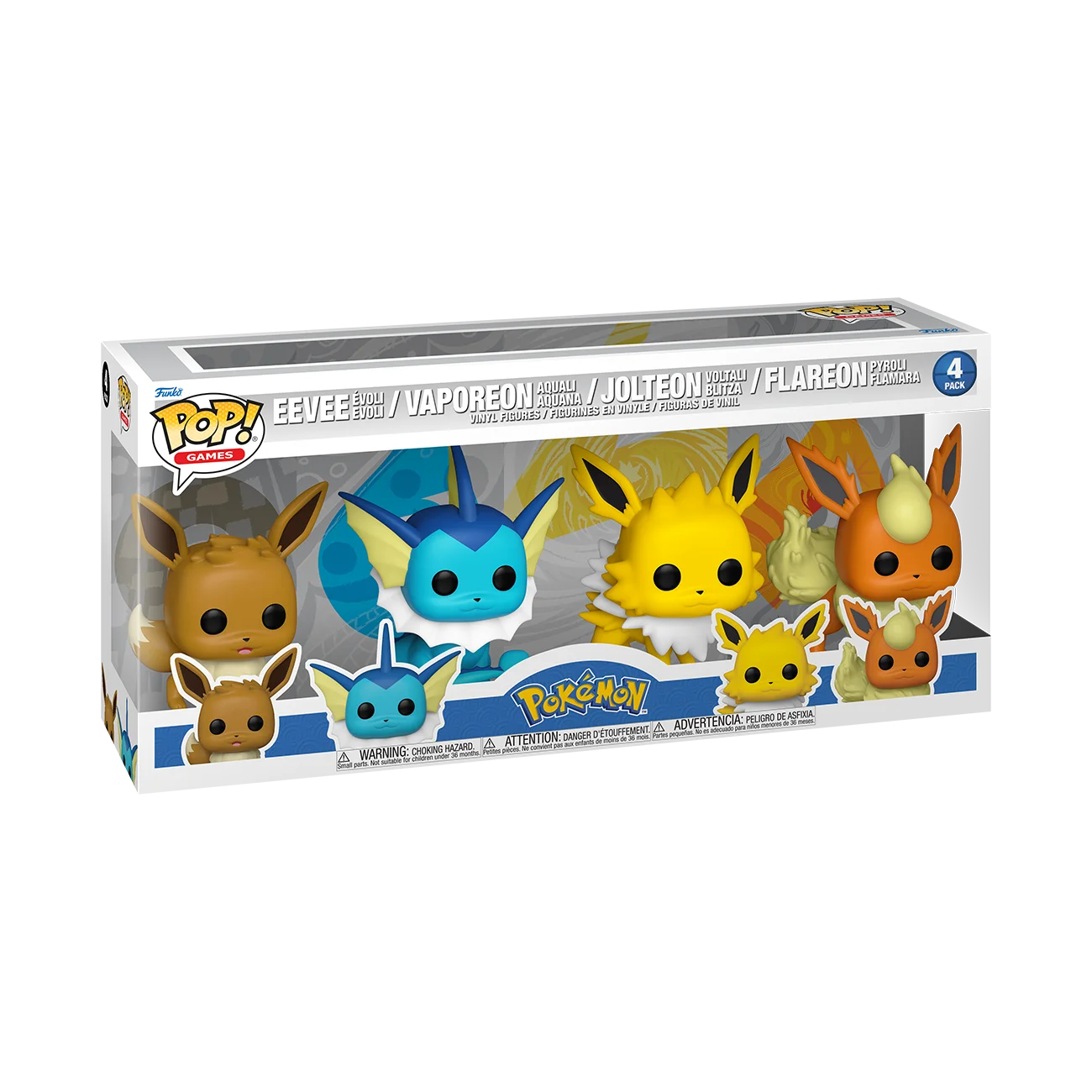 Funko Games - Pokemon Eevee Evolution 4-Pack - Eevee / Vaporeon / Jolteon / Flareon
