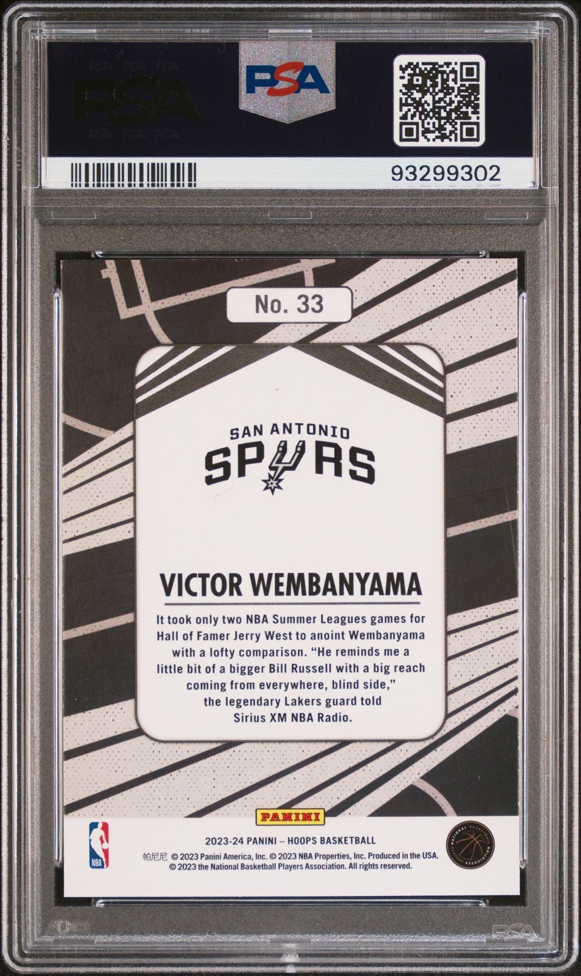 2023 NBA Hoops - Victor Wembanyama - We Got Next HOLO - #33 - PSA Graded Card