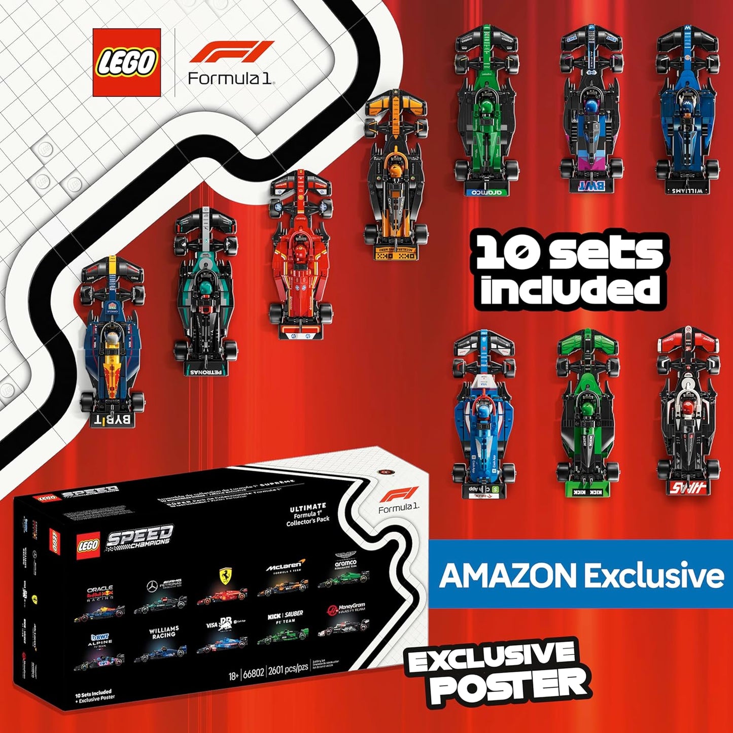 Lego Speed Champions - Ultimate Formula 1 Collector's Pack - Contains 10 F1 Sets - Includes Exclusive Poster #66802