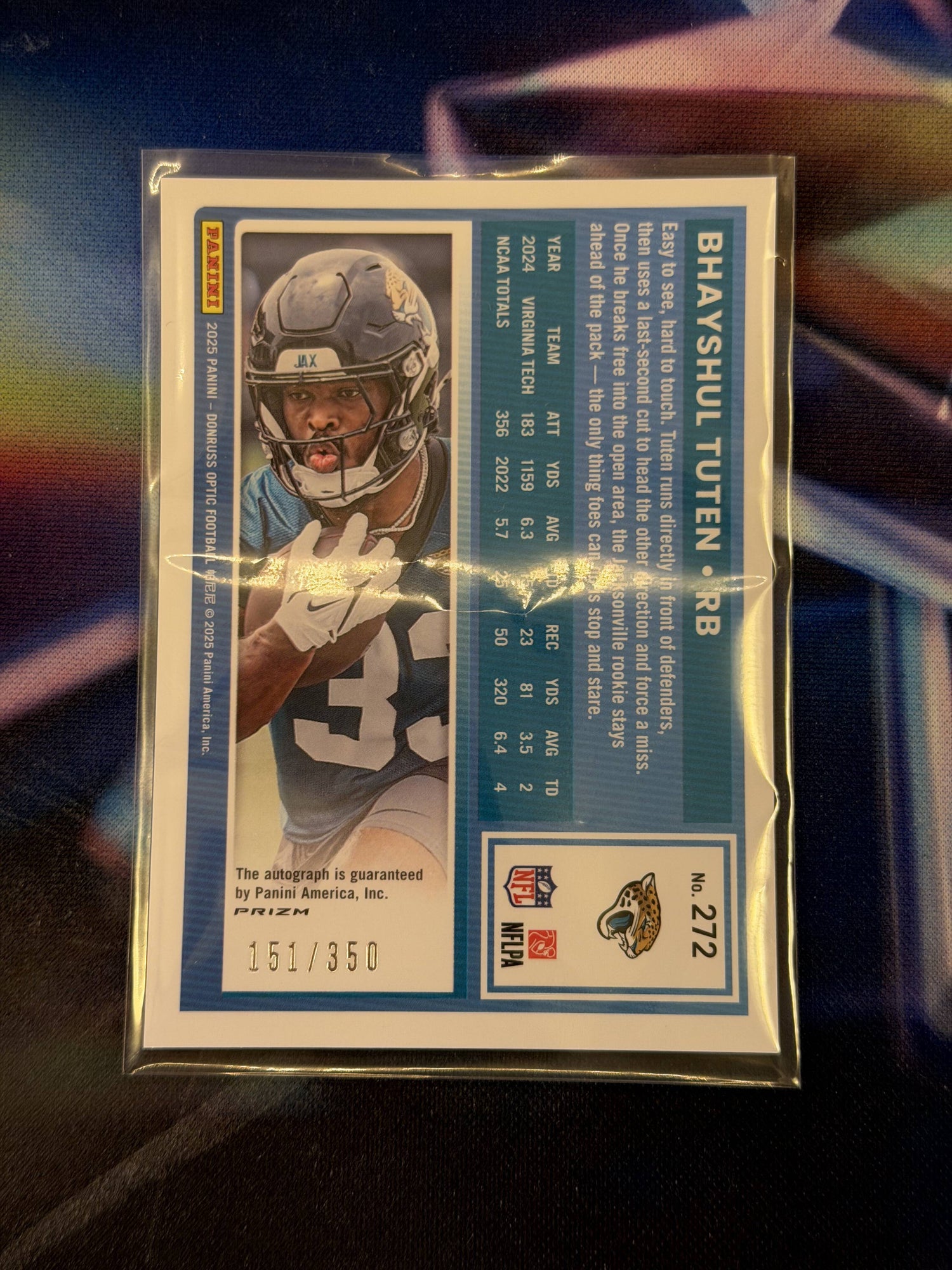Bhayshul Tuten Rated Rookie Auto Back - 2025 Donruss Optic
