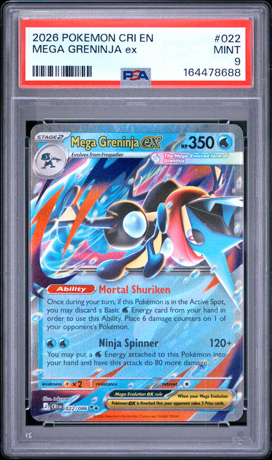 Mega Greninja Ex 022 Pokemon Cri En-Chaos Rising PSA 9
