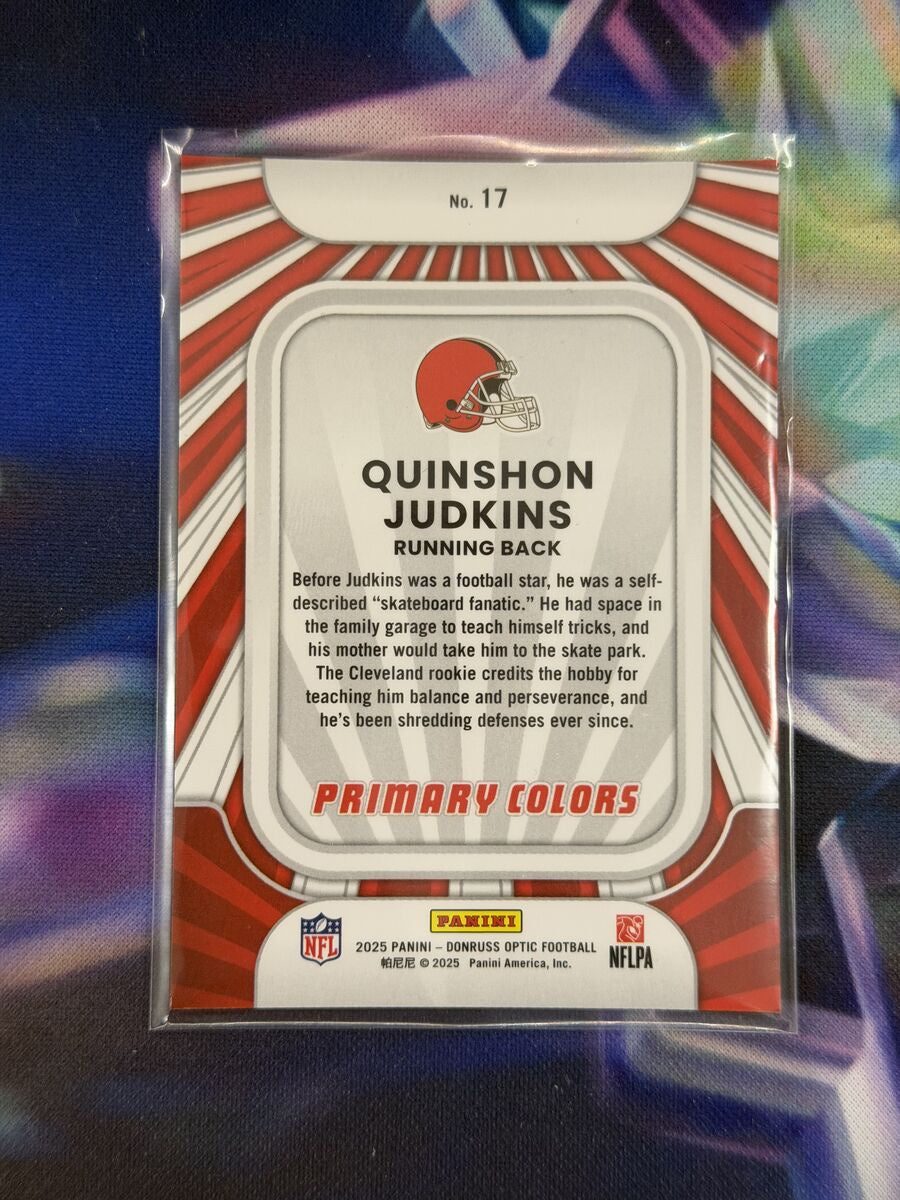 Quinshon Judkins Rated Rookie Primary Colors Back - 2025 Donruss Optic
