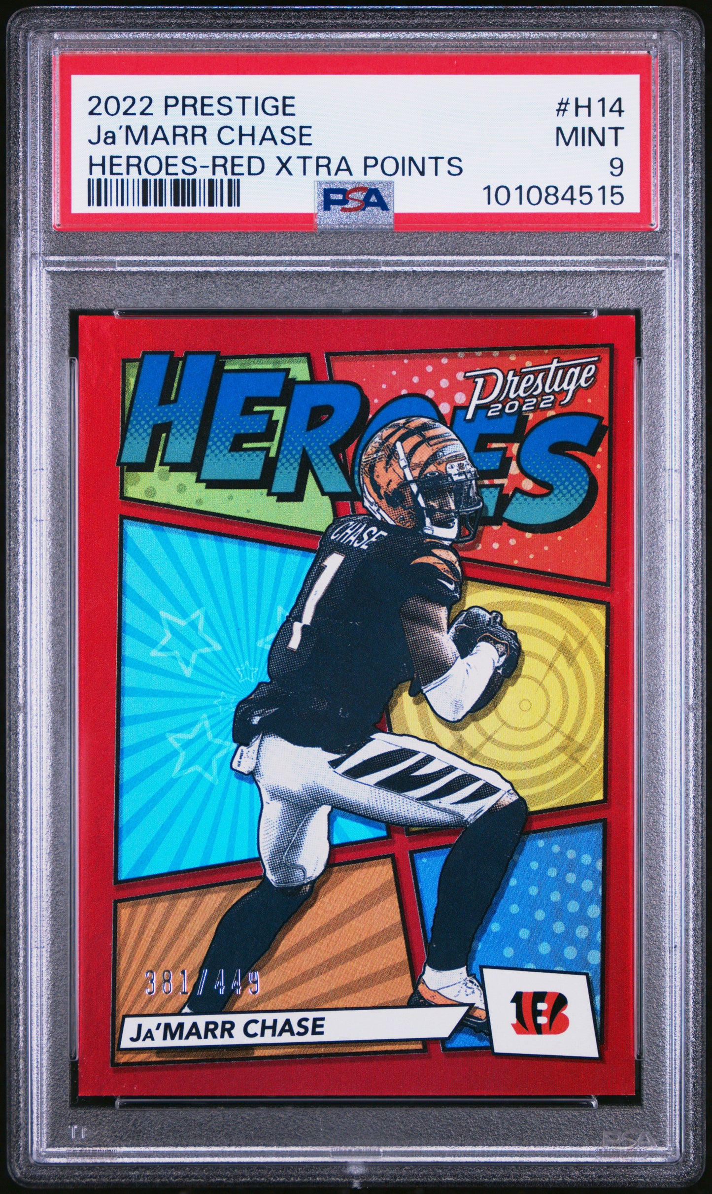 2022 Panini Prestige - Ja'Marr Chase - Heroes-  Xtra Points Red #H-14 - Limited to /449 - PSA Graded Card