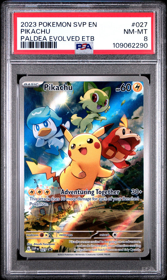 2023 Pokemon SVP En — SV Black Star Promo — 027 Pikachu Paldea Evolved — Elite Trainer Box — PSA Graded Card
