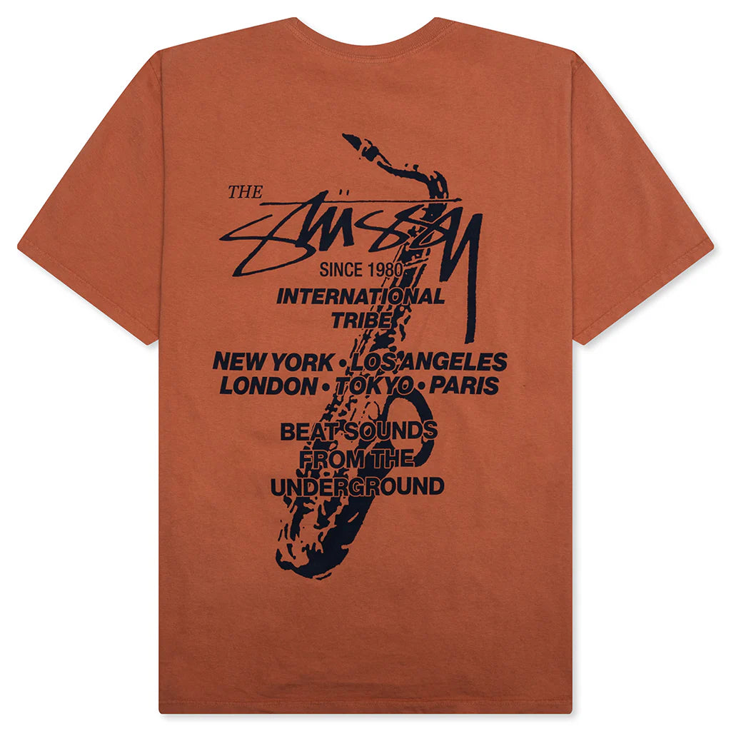 STUSSY BEAT SOUNDS PIGMENT DYED TEE - RUST