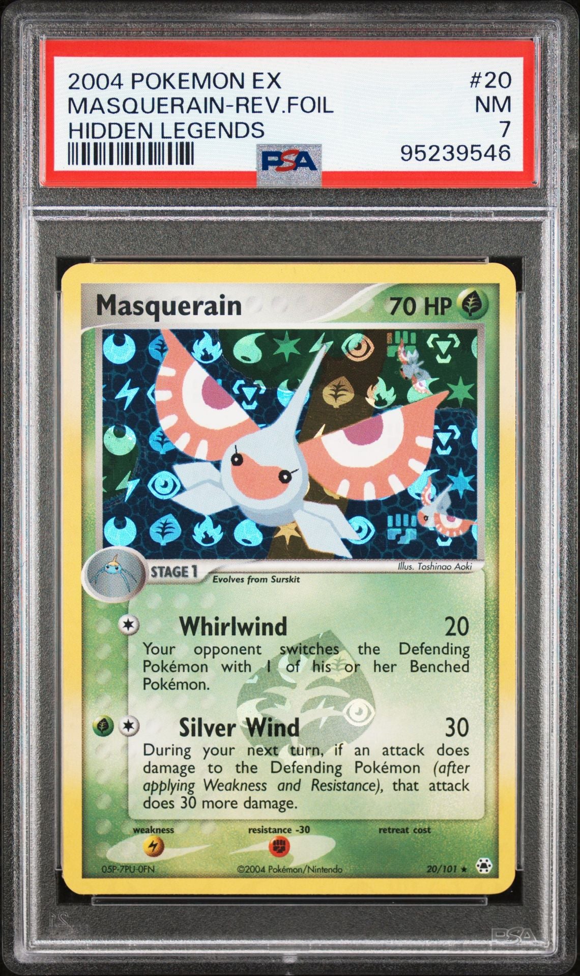 2004 Pokemon Ex Hidden Legends 20 Masquerain-Reverse Foil - PSA Graded Card